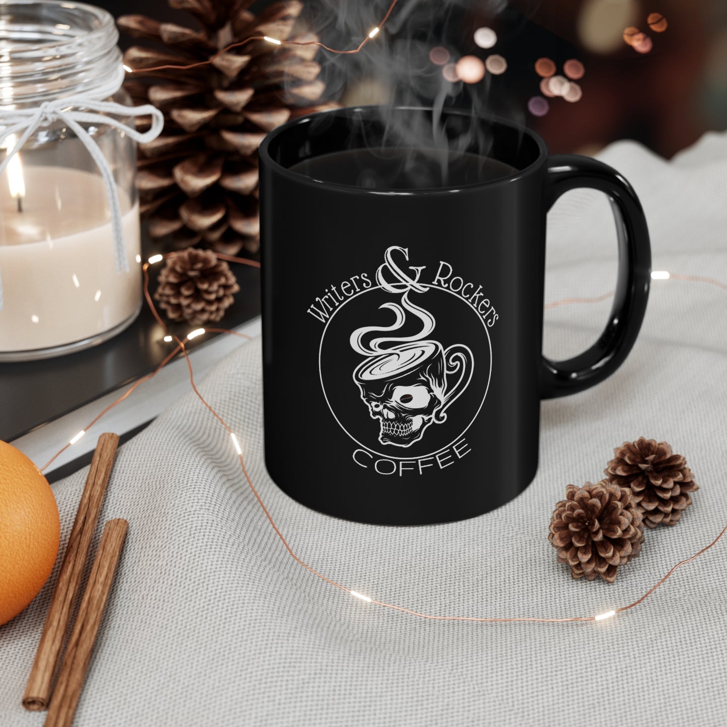 Writers & Rockers 11oz Black Skull Mug