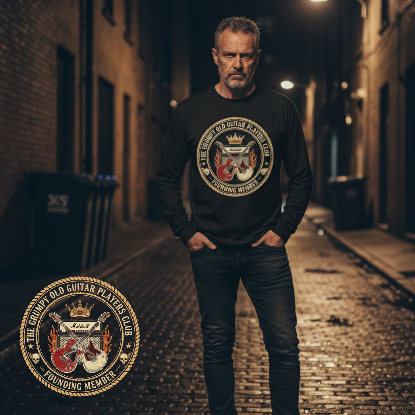 Writers & Rockers Coffee “Grumpy Old Guitar Players Club” Long Sleeve T-Shirt